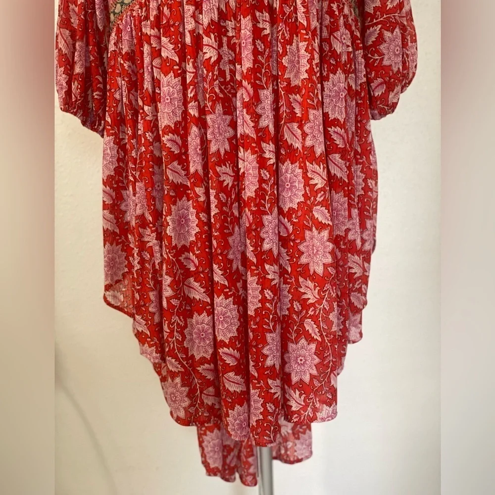 Free People moon child printed crochet inset colorful maxi top XS